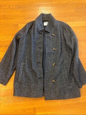 Old Navy Navy and Gray Herringbone Pea Coat